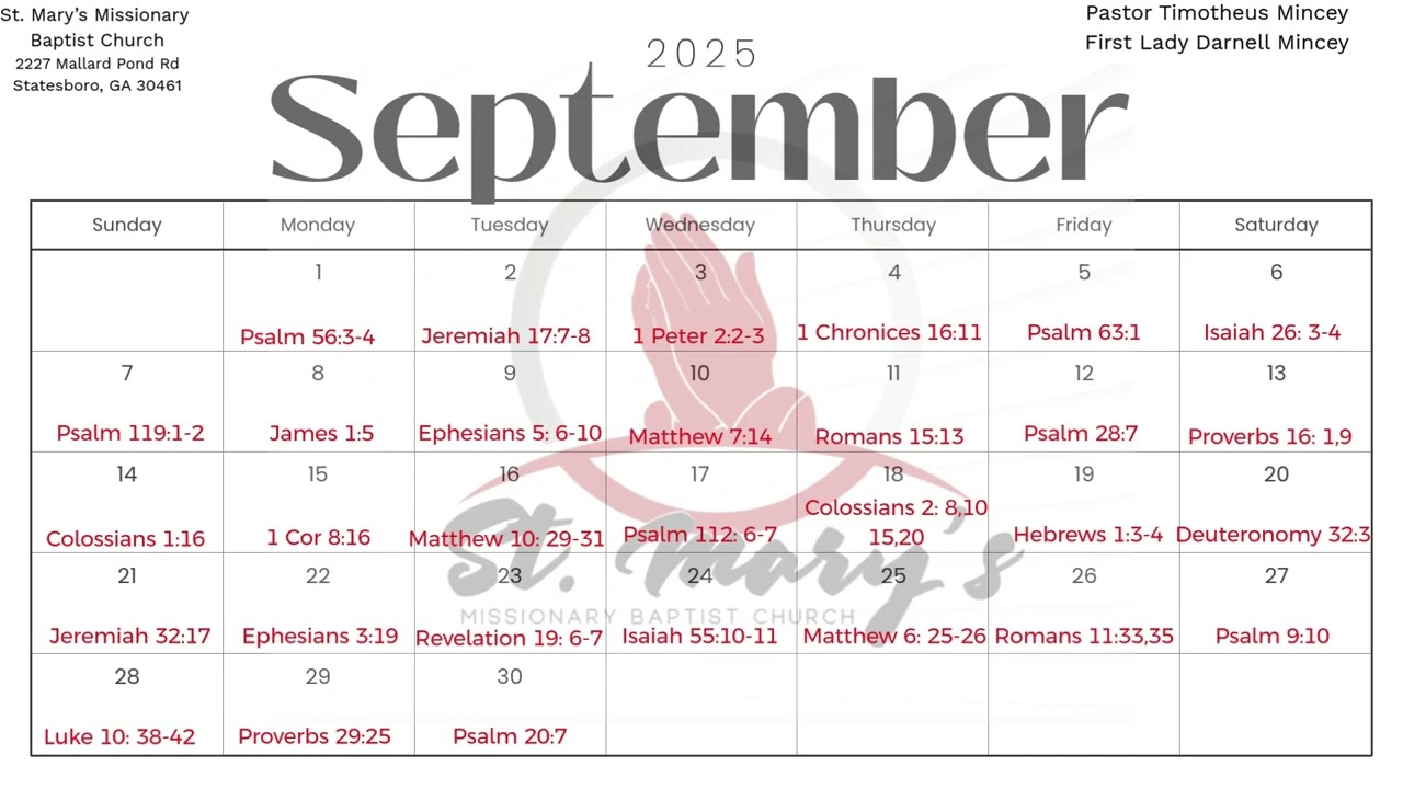 September 2025 Bible Calendar