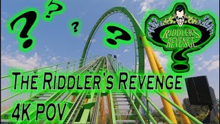 [4K] Riddler&#39;s Revenge Six Flags Magic Mountain Tallest Fastest Stand Up Roller Coaster In The World