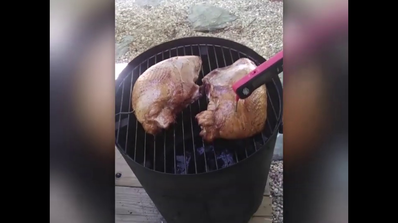 Splitting and smoking a turkey breast - YouTube