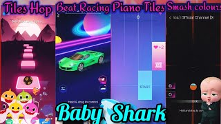Baby shark - Tiles Hop vs Beat Racing vs Piano Tiles vs Smash colours. screenshot 1