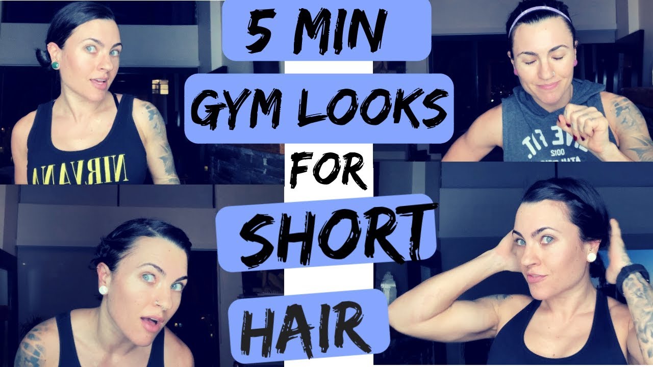 4 Super Easy Gym Hairstyles For Short Hair Hair Elastics Only Youtube