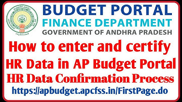 HR Data confirmation in AP Budget portal by DDOs
