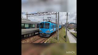 近江鉄道 彦根・多賀大社線 ワンマン電車 JR西日本 琵琶湖線 普通電車 並走 4K撮影