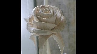 Роза. Поэтапно режем розу, от начала до конца, очень просто.How to cut a rose Скульптура.
