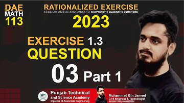 DAE MATH 113 Chapter 1 Exercise 1.3 Question 3 Part 1 #math113