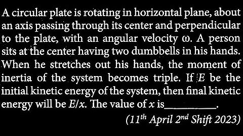 A circular plate is rotating in horizontal plane, about an axis passing through its RT DTS 27 Q7