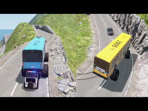 Monster Tire Buses Car Crashes Fun BeamNG.Drive Pc game fun