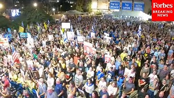 RAW VIDEO: Protestors Demand Release Of Remaining Hostages In Hostage Square, Tel Aviv, Israel
