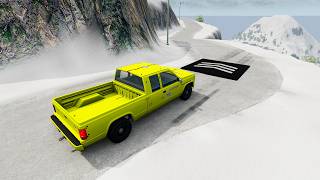 Impossible Snow Mountain Drive! Yellow Pickup Truck Challenge | BeamNG.drive screenshot 2