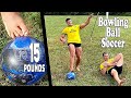 Playing Soccer with a Bowling Ball *BROKEN BONES* | Bodybuilder VS Extreme Soccer Challenge