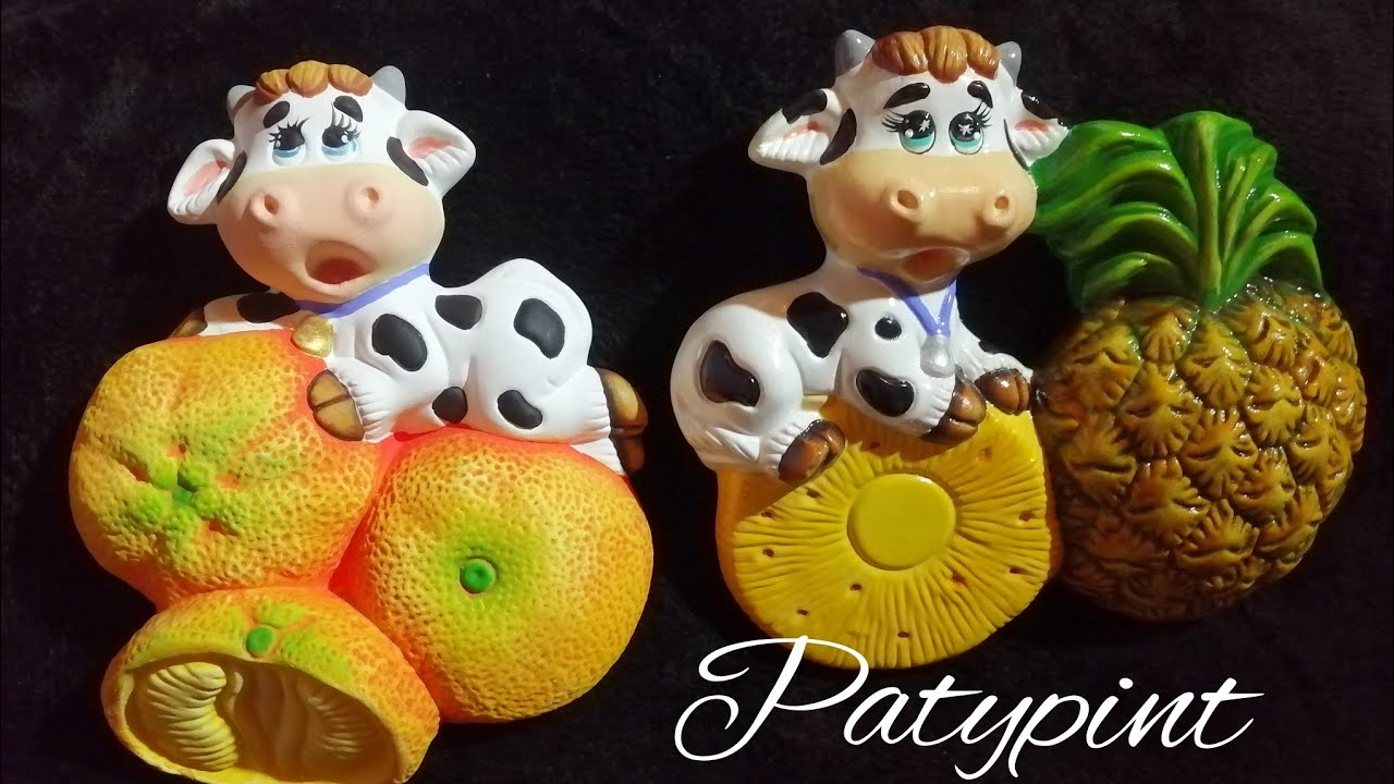 Pintando  Vacas en cerámica de Frutas