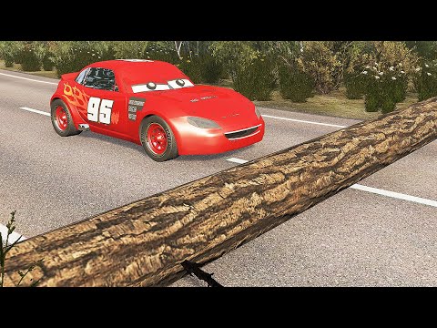 Cars vs Fallen Tree - BeamNG.Drive