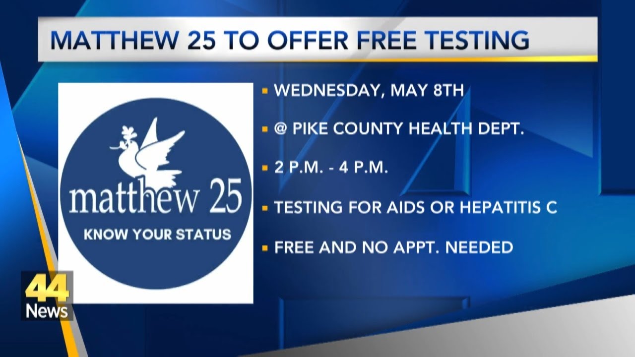 Testing Wednesday Matthew 25 offering free testing Wednesday - YouTube
