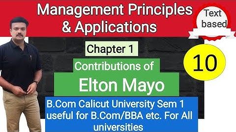 Contributions of Elton Mayo/Principles of Scientific Management/Malayalam