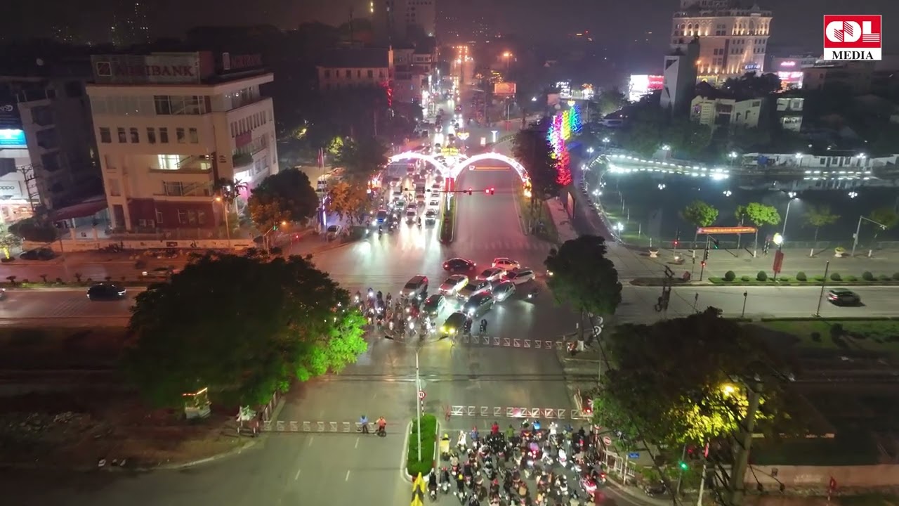 Flycam Đêm thành phố Vĩnh Yên 2025 4K
