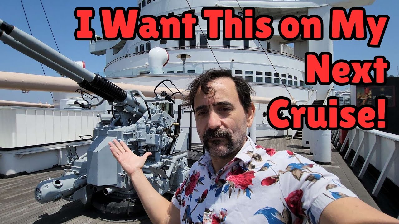 Queen Mary Promenade Cafe Lunch, Ship Models, The Cannon, Engine Room & Carnival Firenze