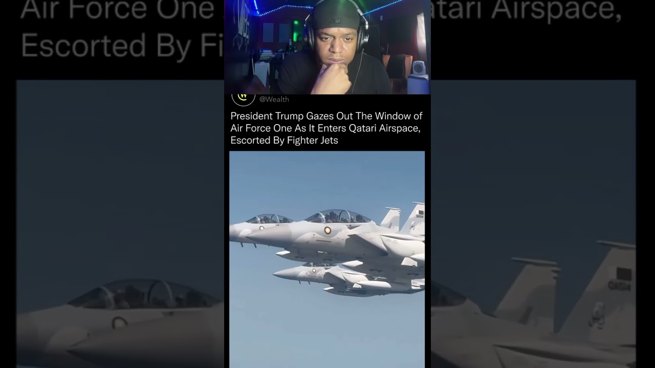 PRESIDENT TRUMP ESCORTED BY FIGHTER JETS IN QATARI