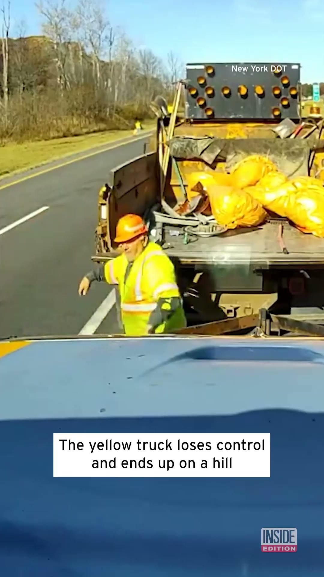Delivery Truck Sideswipes Construction Crew #shorts