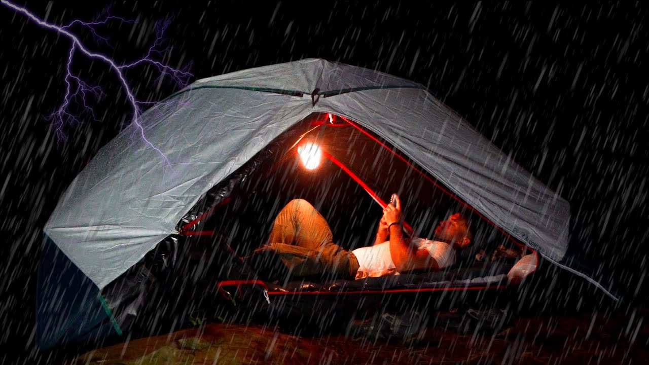 Solo Overnight Camping in the Rain Relaxing in Warm Cozy Tent Curug Ciampea! YouTube