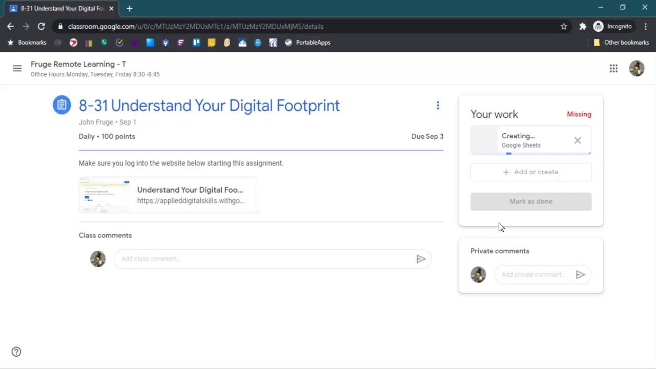 Setup Google Classroom assignments to create individuals document for ...