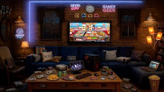 Cozy Autumn Night Game Room 🎮 ASMR Ambience (gameplay, controller clicks, crunchy snacks)