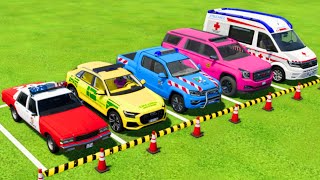 CHEVROLET, AUDI, VOLKSWAGEN, GMC POLICE VEHICLES & MERCEDES AMBULANCE EMERGENCY TRANSPORTING ! FS22