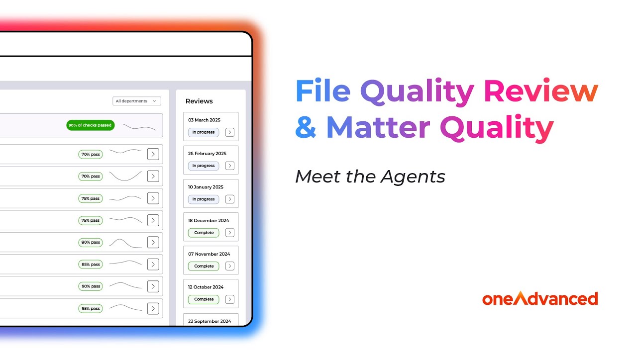 Transform legal file reviews with AI | File Quality Review and Matter Quality by OneAdvanced