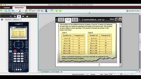 Cumulative frequency curve on a ti-nspire