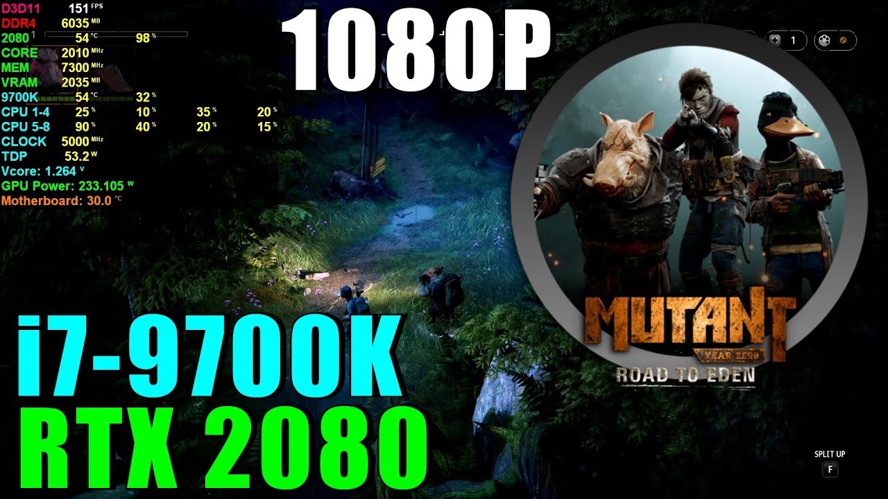 Mutant Year Zero RTX 2080 OC & 9700K 5GHz [ Ultra - 1080P ]
