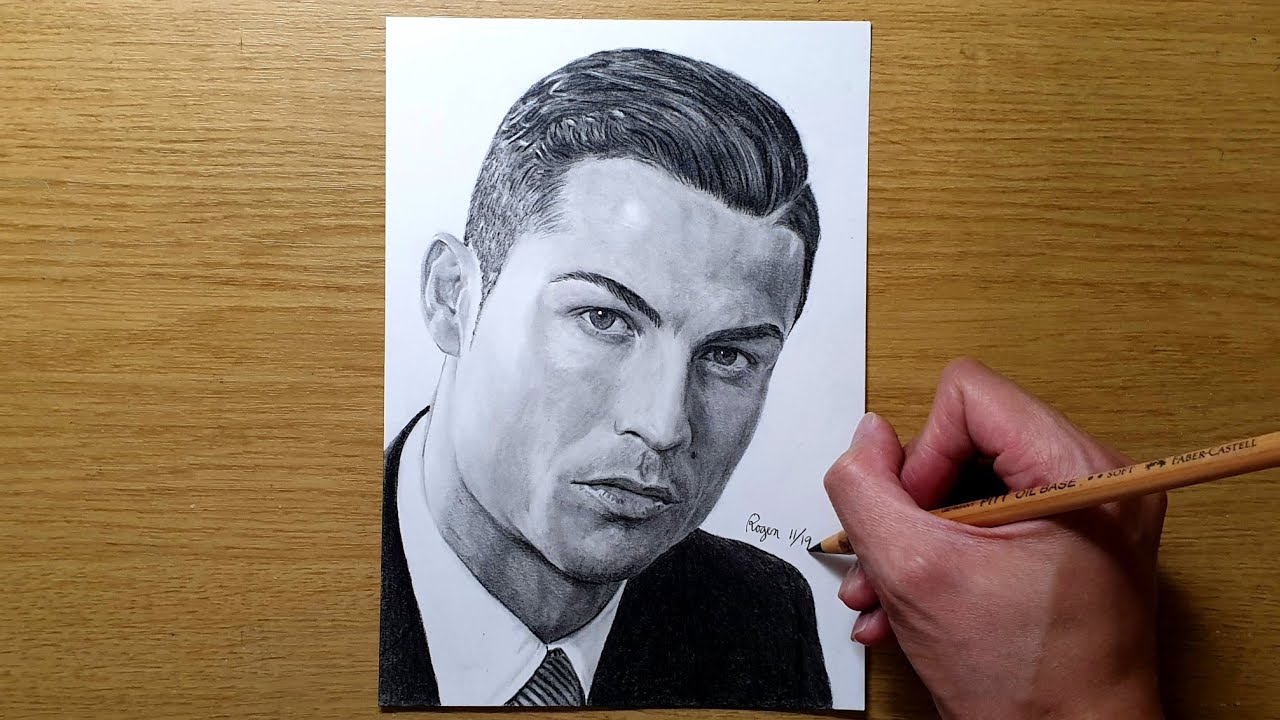 VERY EASY , How to draw cristiano ronaldo / cr7 , football player / learn  drawing academy - YouTube