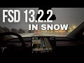 Tesla Model Y Running FSD 13.2.2 in Light Snow