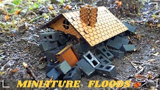 Build Miniature Bricks House And Flooding It