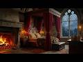 Royal Medieval Bedroom 👑 Grand Fireplace &amp; Snowy Night Ambience (3 Hours)