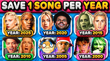 Save One Song Per Year 🎤 From 2025 to 2000 🎵 6 Songs Challenge! | Music Quiz