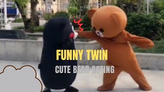 Funny twins cute bear acting-VIDEO FUNNY🤣🤣🤣