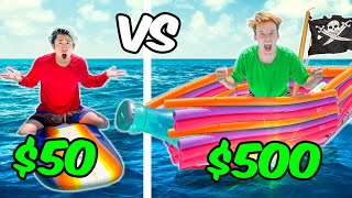 $50 vs. $500 BOAT BUILD BUDGET CHALLENGE! *Last to Sink Wins*