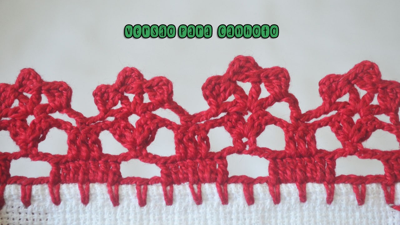 BARRADO DE CROCHÊ PEQUENO PARA INICIANTES #1291 canhoto | BICO DE CROCHÊ