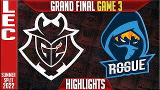 G2 vs RGE Highlights Game 3 | Playoffs Grand Final LEC Summer 2022 | G2 Esports vs Rogue G3