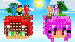NOOB vs PRO: Batalla de MEGA ISLAS de Lucky Blocks en Minecraft!