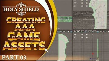 How to make 3d video game models -  Holy Shield  - Part 3