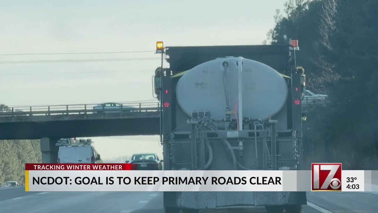 NC crews treat roads, highways ahead of weekend snow - YouTube