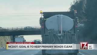 NC crews treat roads, highways ahead of weekend snow