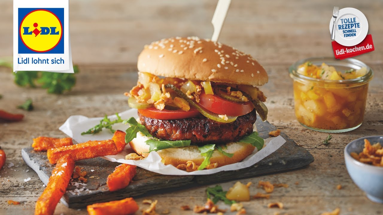 Veganer Burger Next Level Mit Birnen Chutney 25min Einfach Lidl Kochen Youtube 