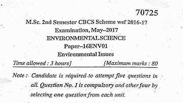 MDU !! M.Sc./M.A. 2nd Sem !! Environmental Issues 2017!! Previous Question Paper