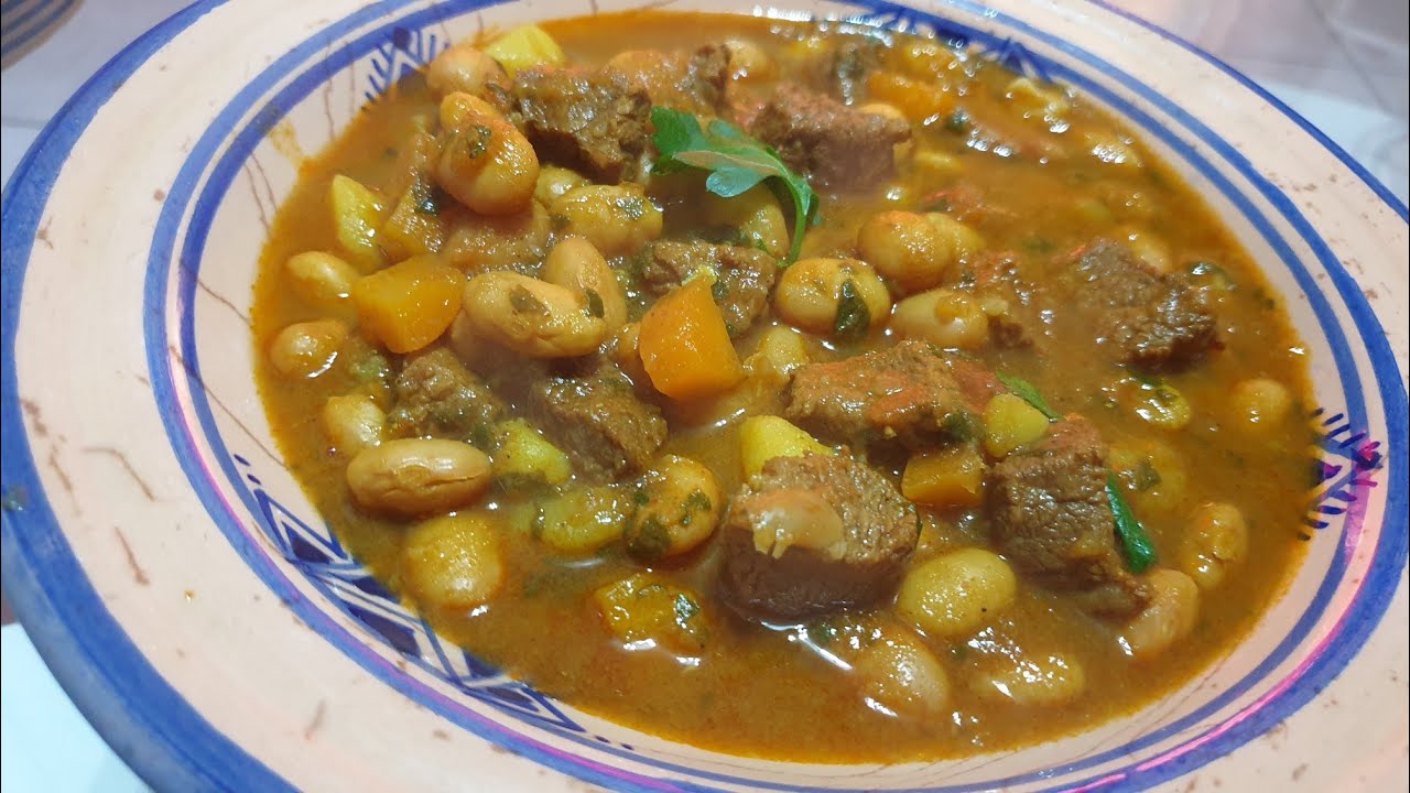 Loubia,haricots blancs طريقة تحضير لوبيا البيضاء بلحم البقر والكسرة أو ...