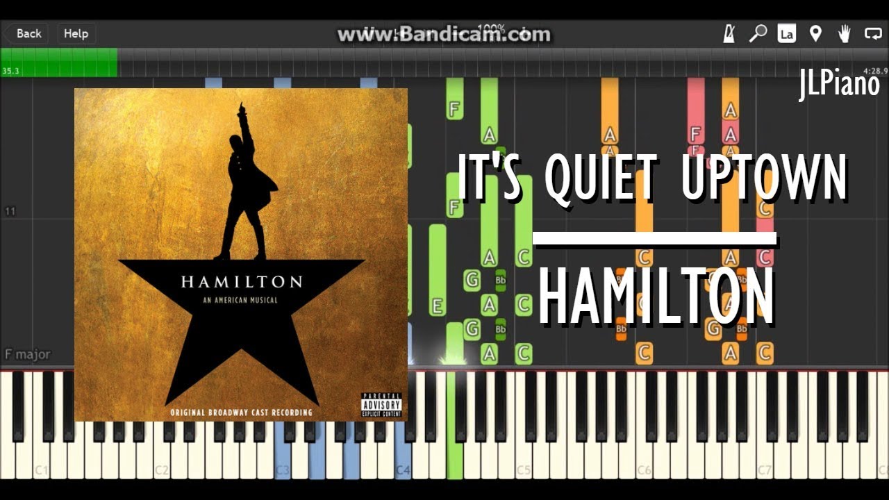 its quiet uptown hamilton synthesia piano vocal cover sheet it s quiet uptown sheet music