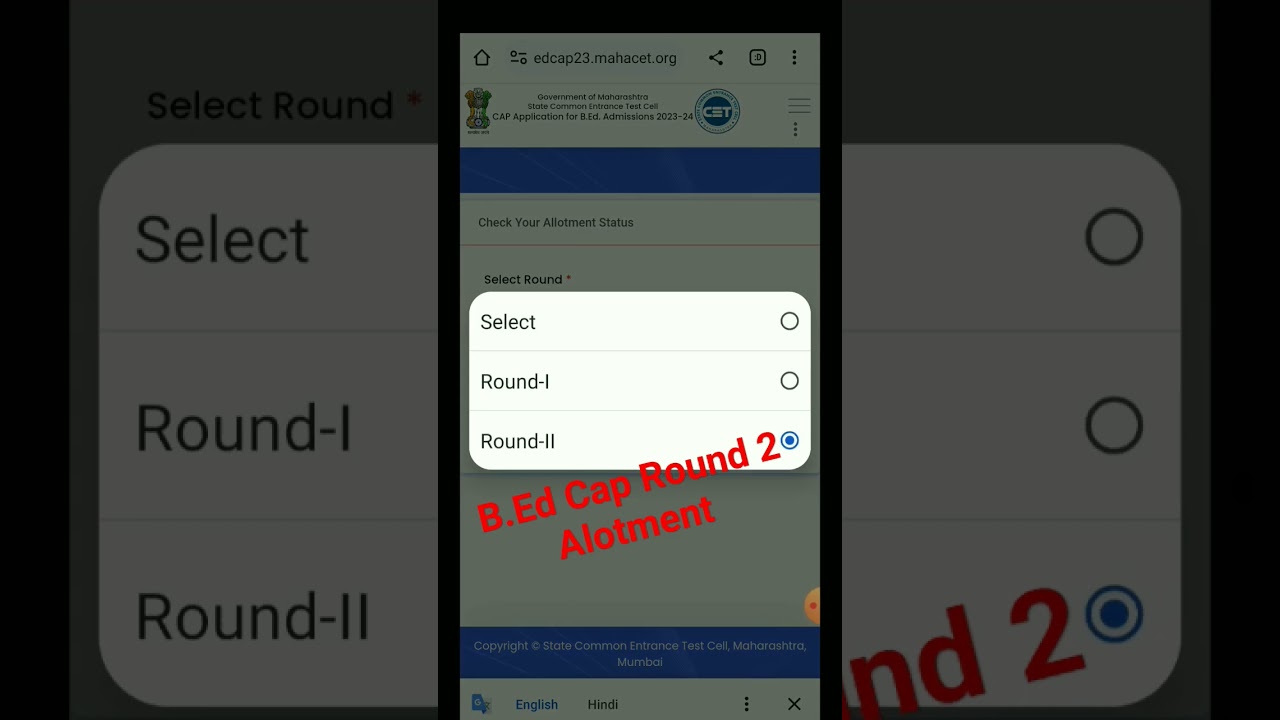 B.Ed Cap Round 2 Allotment II Bed Cap Allotment II 