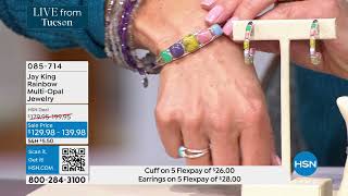 Jay King Sterling Silver Rainbow MultiOpal Hoop Earrings