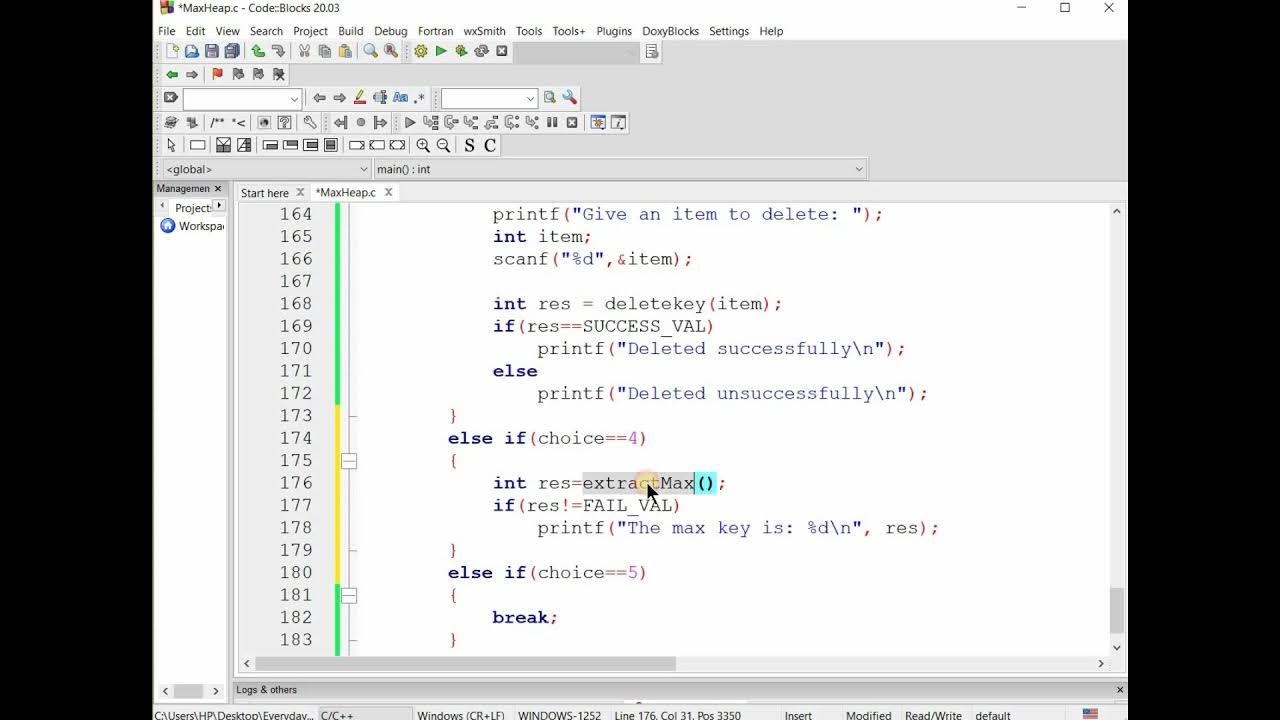 Extract Maximum item Max Heap in C - YouTube