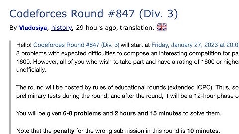Codeforces Round #847 (Div. 3) Screencast Part 2